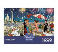 Fête Folle sur Le Toit de Paris Puzzle en Bois Imperméable DIY Puzzles De 1000 Pièces pour Adultes Coloré De Décoration pour La Maison