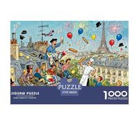 Fête Folle sur Le Toit de Paris Puzzle en Bois Imperméable DIY Puzzles De 1000 Pièces pour Adultes Défi Et Casse-tête De Décoration pour La Maison