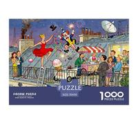 Fête Folle sur Le Toit de Paris Puzzle en Bois Imperméable Puzzles De 1000 Pièces pour Adultes Cadeaux Impossible De Décoration pour La Maison