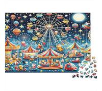 Fête foraine Nocturne Puzzles 1000 Pièces Papier recyclé pour Adultes Puzzle pour Adultes Impossible Difficile Stimulant Activité Amusante pour la Maison 38x26cm/1000pcs