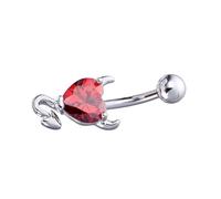 Fête Halloween Pendentif Nombril Cœur Rouge en Acier Inoxydable Décoratif | Zircon Brillant, Style Fashion Élégant, Accessoire Percing Nombril, pour Lady et Piercing Art Lovers