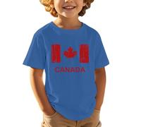 Fête nationale européenne et canadienne, jour de l'indépendance, imprimé feuille d'érable, décontracté, confortable, tendance, sportif, t-shirt à manches courtes pour enfants, bleu, 6-7 ans
