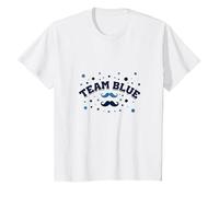 Fête prénatale de la Moustache Bleue de l'équipe T-Shirt, Enfant, Blanc, 12 Ans