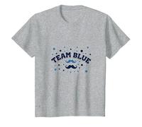 Fête prénatale de la Moustache Bleue de l'équipe T-Shirt, Enfant, Gris Chiné, 4 Ans