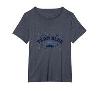 Fête prénatale de la Moustache Bleue de l'équipe T-Shirt, Femme Grandes Tailles, Bleu Chiné, 3X