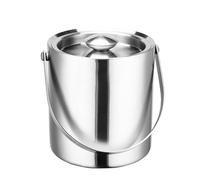 Fête Seau à glace épais en acier inoxydable avec poignée et couvercle, seau champagne double couche Bac à boissons(Grand)