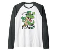 Fête St Patrick's Pat T-Rex Day Kids Trèfle Irlandais Manche Raglan