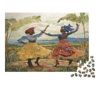 Fête Traditionnelle,Puzzles pour Adultes 1000pcs (75x50cm),Jeux De Défi Femmes Dansant dans Un Paysage guyanais
