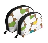 Fêtes de Chiens teckels, Trousse de Maquillage Coquille Femme Petit Porte-Monnaie Trousse de Toilette Trousse à cosmétiques 2 pièces