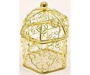 fetes deco france Mini Cage à Oiseaux dorée