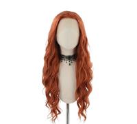Fêtes Perruque Lace Front Wig synthétique ondulée brune gingembre, longue, transparente, for femmes, fête, Cosplay, usage quotidien(22inches)