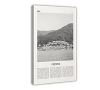 Fethiye - Impression sur toile de paysage de ville turque, Turquie, Europe et Turquie, paysage de voyage, décoration murale moderne pour salon, chambre à coucher (40 x 60 cm)