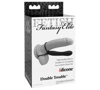 Fétiche Double Trouble - Anneaux avec pénis et dildo (noir)
