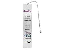 Fetiger Marque-page d'anniversaire de Noël pour fille de la part de maman à ma fille, « I Love You to The Moon and Back »