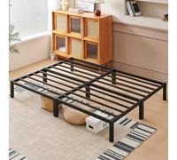 FetiNes Lit Double Cadre de Lit en Métal,Lit 2 Personnes avec Sommier à Lattes, Pas Besoin de Sommier, pour Matelas de 140 x 190 cm, Noir