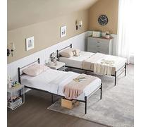FetiNes Lit Simple Lot de 2 Cadre de lit 90 x 190 cm en Métal Assemblage Simple pour Petits Espaces Adultes Enfants Noir