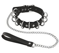 Fetish Tentation 6060140010 Collier Fétichiste avec Anneaux Rivets/Laisse
