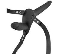 Fetish Tentation Double Gode Ceinture Noir Réglable en Silicone