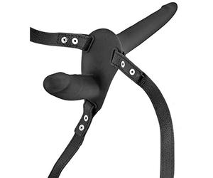 Fetish Tentation Double Gode Ceinture Noir Réglable en Silicone