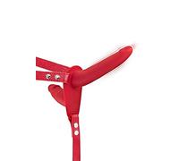 Fetish Tentation Double Gode Ceinture Rouge Vibrant en Silicone USB