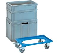 Fetra Chariot de transport L610x410mm cadre ouvert en plastique ABS bleu capacité de charge 250 kg - 13590