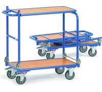 Chariot en tube d'acier avec plateforme de table rabattable, Capacité : 150 kg, Dimensions 900 x 470 x 900 mm, Plateau 720 x 450 mm, Ø de roue : 125 mm