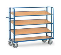 fetra fetra Chariot à plateaux 4256 avec 4 plateaux, charge max. 500kg, pneus TPE, plateaux inclinables Quantité:1