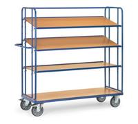 fetra fetra Chariot à plateaux 4395 avec 4 plateaux, charge max. 500kg, pneus TPE, plateaux inclinables Quantité:1