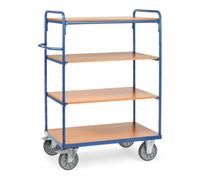 fetra fetra Chariot à plateaux 8203, capacité 600kg, pneus TPE, 1 plateau fixe et 3 étagères Quantité:1