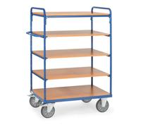 fetra fetra Chariot à plateaux 8241, charge max. 600kg, pneus TPE, 1 plateau fixe et 4 étagères Quantité:1