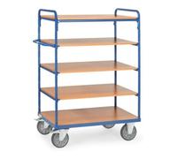 fetra fetra Chariot à plateaux 8242, capacité 600kg, pneus TPE, 1 plateau fixe et 4 étagères Quantité:1