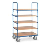 fetra fetra Chariot à plateaux 8342, capacité 600kg, pneus TPE, 1 plateau fixe et 4 étagères Quantité:1