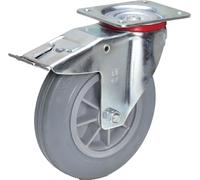 Fetra Roulette pivotante en caoutchouc plein avec frein, 200x40 mm Dimensions de la roue
