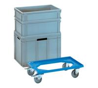 Fetra Chariot de transport L610x410mm cadre ouvert en plastique ABS bleu capacité de charge 250 kg - 13590