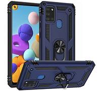 FETRIM Coque pour Galaxy A21S, Étui Antichoc Cover Anti Housse avec Bague Rotatif Support pour Samsung Galaxy A21S Bleu Marin