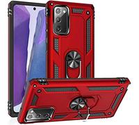 FETRIM Coque pour Galaxy Note 20, Étui Antichoc Cover Anti Housse avec Bague Rotatif Support pour Samsung Galaxy Note 20 Rouge