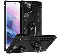 FETRIM Coque pour Galaxy S22 Ultra, Étui Antichoc Cover Anti Housse avec Bague Rotatif Support pour Samsung Galaxy S22 Ultra Noir