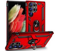 FETRIM Coque pour Galaxy S23 Ultra 5G, Étui Antichoc Cover Anti Housse avec Bague Rotatif Support pour Samsung Galaxy S23 Ultra 5G Rouge