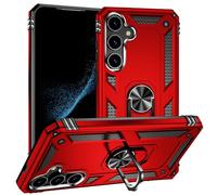 FETRIM Coque pour Galaxy S24 Plus, Étui Antichoc Cover Anti Housse avec Bague Rotatif Support pour Samsung Galaxy S24 Plus Rouge