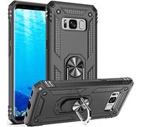 FETRIM Coque pour Galaxy S8, Étui Antichoc Cover Anti Housse avec Bague Rotatif Support pour Samsung Galaxy S8 Noir
