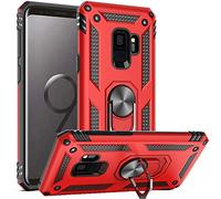 FETRIM Coque pour Galaxy S9, Étui Antichoc Cover Anti Housse avec Bague Rotatif Support pour Samsung Galaxy S9 Rouge