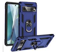 FETRIM Coque pour Google Pixel 7 Pro, Étui Antichoc Cover Anti Housse avec Bague Rotatif Support pour Google Pixel 7 Pro Bleu Marin