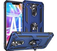 FETRIM Coque pour Huawei Mate 20 Lite, Étui TPU PC Antichoc Cover Anti Rayure Housse Intégrée Plaque de Fer avec Bague Rotatif Support pour Huawei Mate 20 Lite Bleu Marin