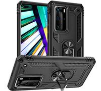FETRIM Coque pour Huawei P40 Pro, Étui TPU PC Antichoc Cover Anti Rayure Housse Intégrée Plaque de Fer avec Bague Rotatif Support pour Huawei P40 Pro Noir