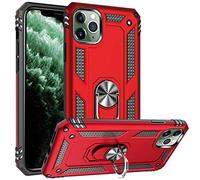 FETRIM Coque pour iPhone 11 Pro, Étui Antichoc Cover Anti Housse avec Bague Rotatif Support pour Apple iPhone 11 Pro Rouge