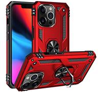 FETRIM Coque pour iPhone 13 Pro, Étui Antichoc Cover Anti Housse avec Bague Rotatif Support pour Apple iPhone 13 Pro Rouge