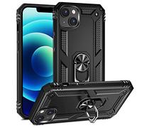 FETRIM Coque pour iPhone 14 Plus, Étui Antichoc Cover Anti Housse avec Bague Rotatif Support pour Apple iPhone 14 Plus Noir