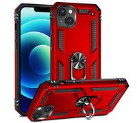 FETRIM Coque pour iPhone 14 Plus, Étui Antichoc Cover Anti Housse avec Bague Rotatif Support pour Apple iPhone 14 Plus Rouge