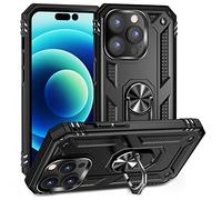 FETRIM Coque pour iPhone 14 Pro Max, Étui Antichoc Cover Anti Housse avec Bague Rotatif Support pour Apple iPhone 14 Pro Max Noir