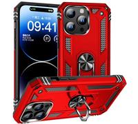 FETRIM Coque pour iPhone 15 Pro, Étui Antichoc Cover Anti Housse avec Bague Rotatif Support pour Apple iPhone 15 Pro Rouge